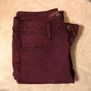 American Eagle Maroon Hi-Rise Jeggings